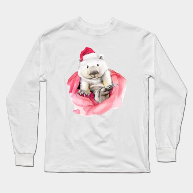 Christmas Wombat Long Sleeve T-Shirt by PollaPosavec